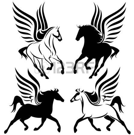 446x450 Stock Vector Business Ideas Pegasus Tattoo, Winged Horse