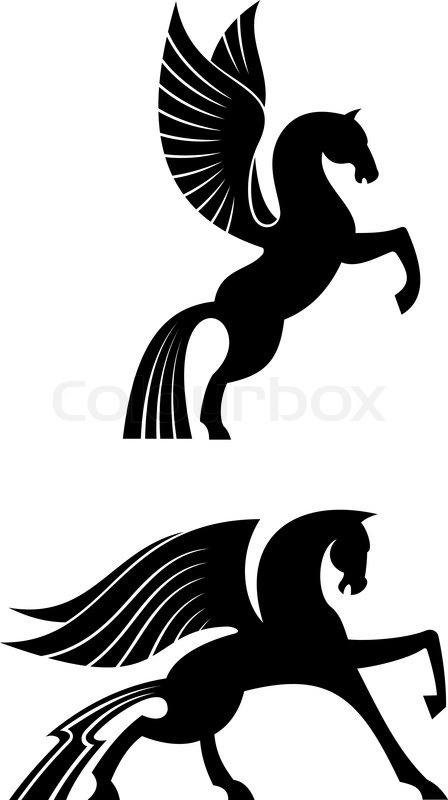 448x800 Two Black Winged Horses For Heraldry Stock Vector Colourbox