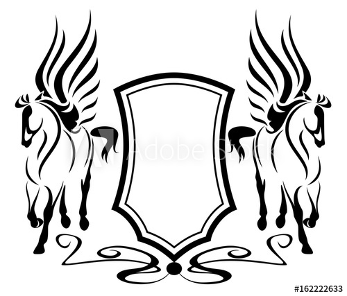 500x427 Pegasus With Heraldic Shield