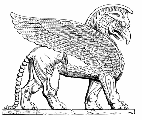 500x421 Assyrian Winged Lion Vector Image