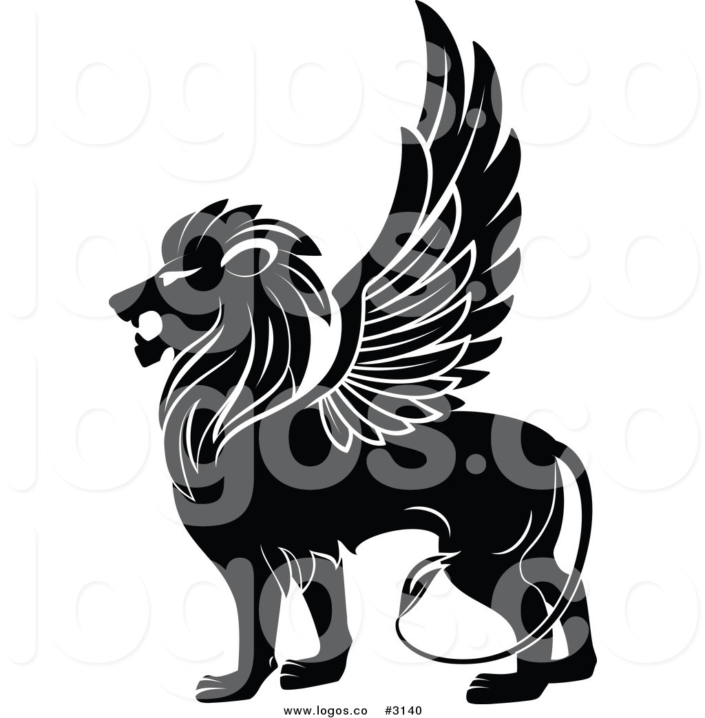 1024x1044 Royalty Free Vector Of A Black Winged Lion Logo