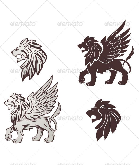590x700 Winged Lion Illustration