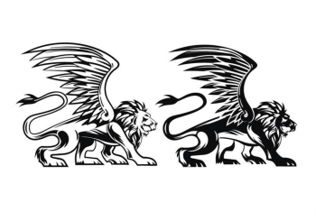 350x245 Winged Lion Vector