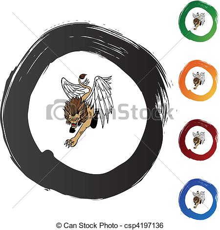 450x470 Winged Lion Clip Art Vector