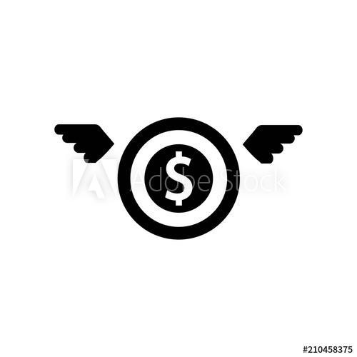500x500 Money Sack With Wings Icon Vector Icon Simple Element