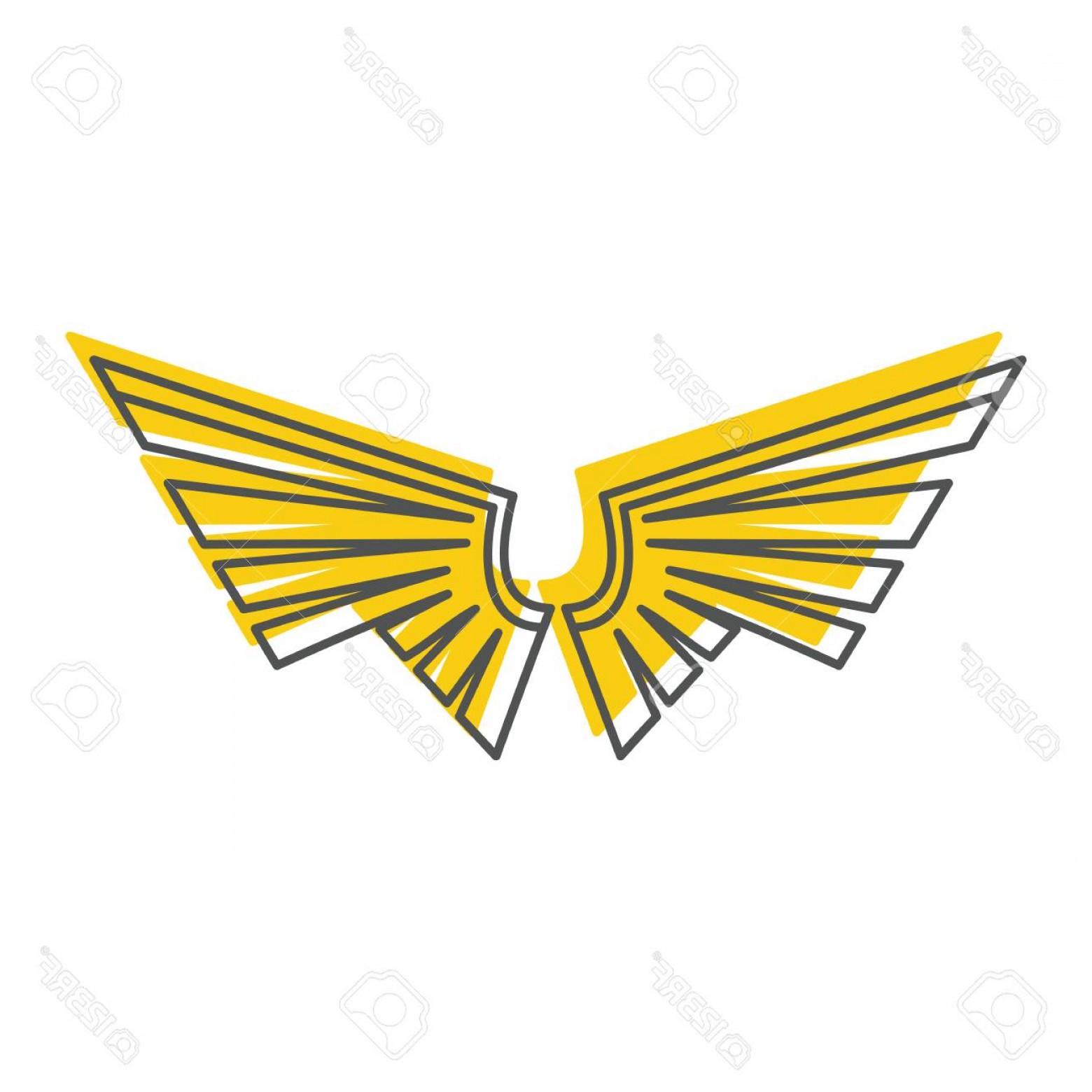 1560x1560 Photostock Vector Gold Wings Doodle Icon Vector Illustration