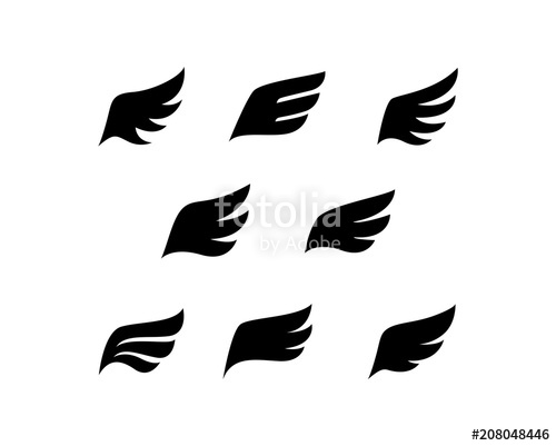 500x401 Set Of Angel Wings Bird Fly Symbol Logo Icon Vector Sign Stock