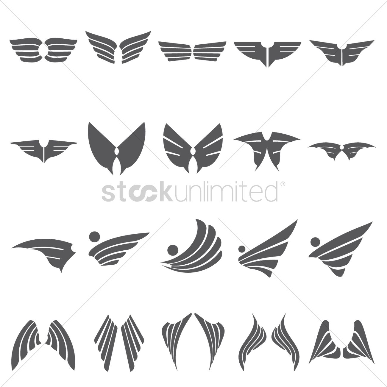 1300x1300 Set Of Wings Icon Vector Image