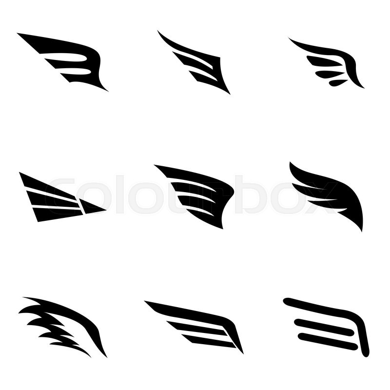 800x800 Vector Black Wing Icon Set Wing Icon Stock Vector Colourbox