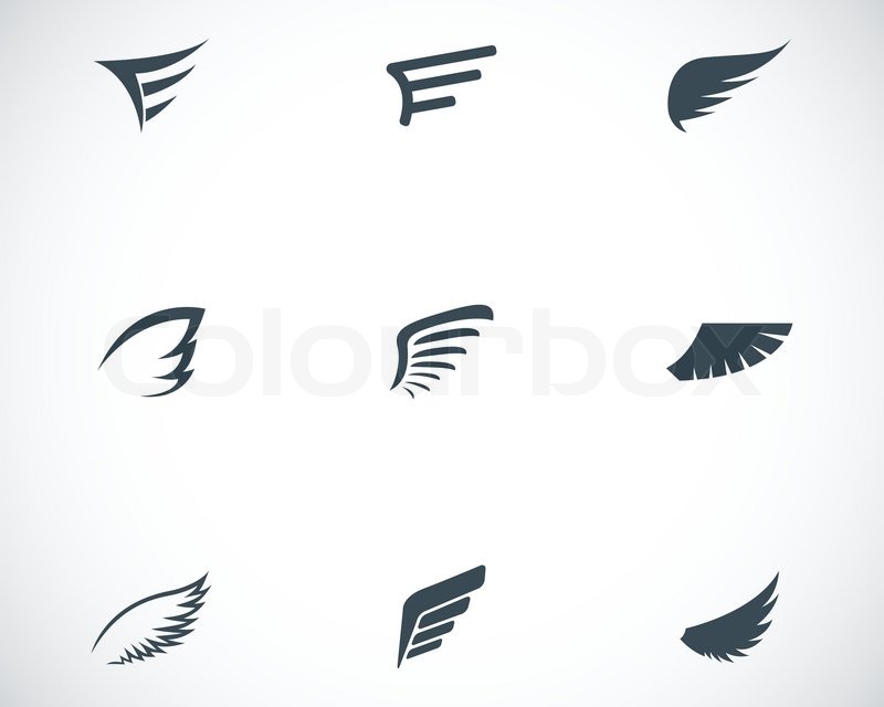 800x640 Vector Black Wing Icons Set Stock Vector Colourbox