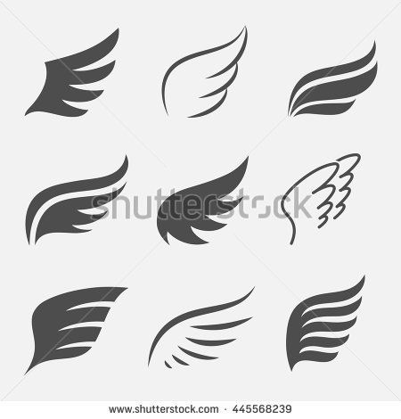 450x470 Wings Vector Set Of Icons Isolated From The Background Abstract