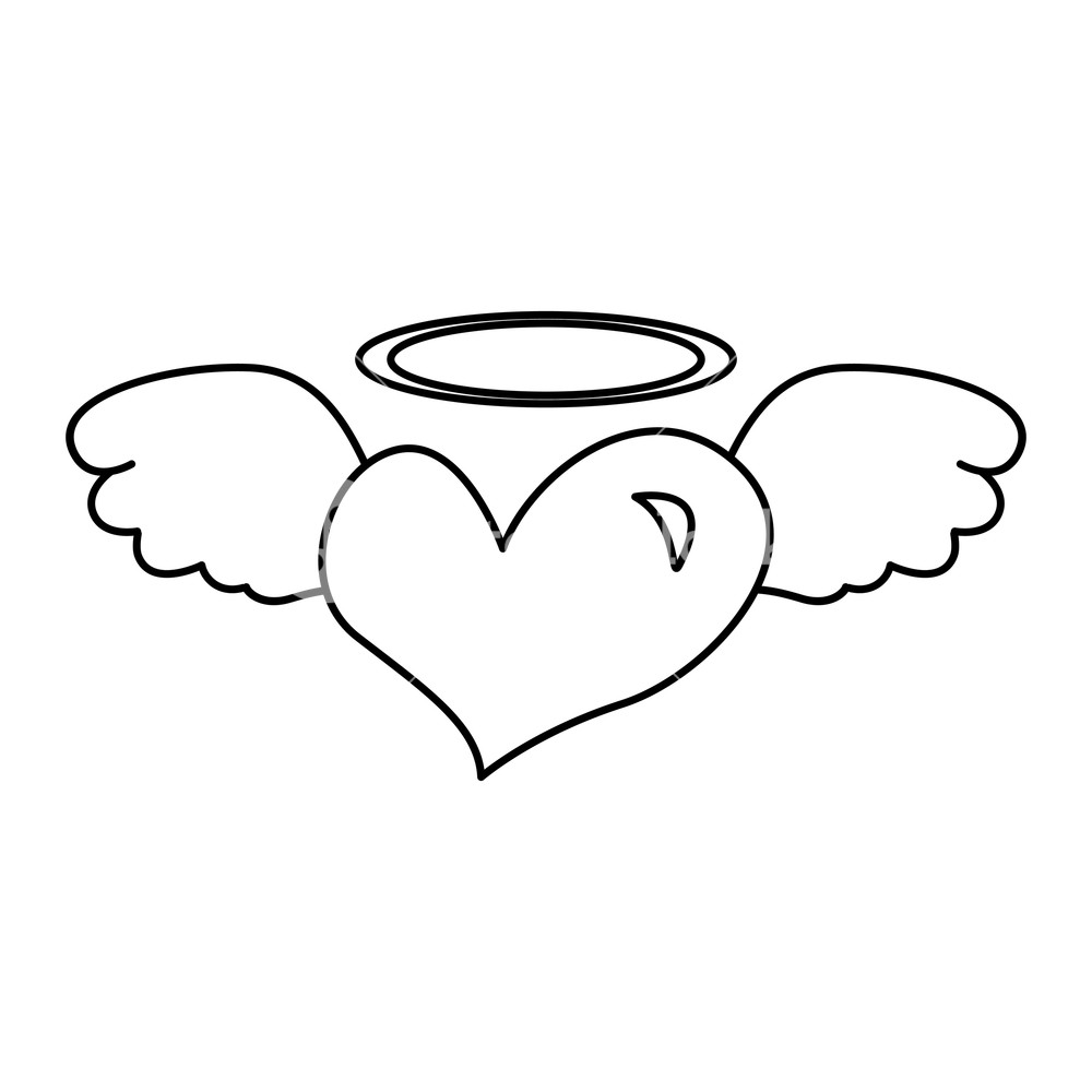 1000x1000 Heart With Angel Wings Isolated Icon Vector Illustration Design
