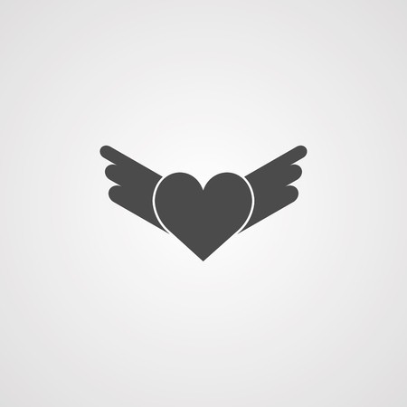 450x450 Heart Angel Wings Icon Vector, Filled Flat Sign, Solid Pictogram