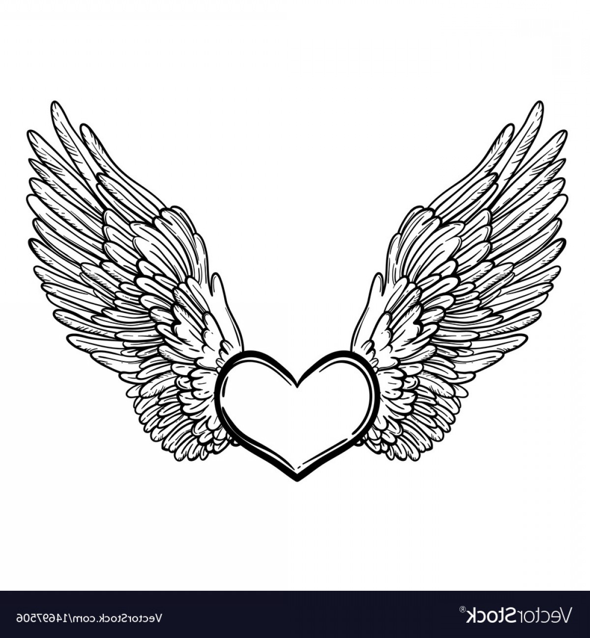 Line Art Of Angel Wings And Heart Vector Cqrecords 1200x1296 Line Art Of Angel Wings And Heart Vector Cqrecords