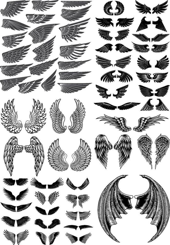 696x1000 Wings Vector Pack Free Vector Cdr Download