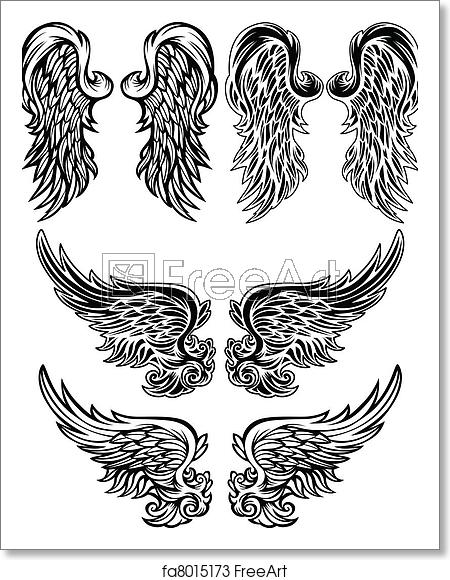 450x580 Free Art Print Of Angel Wings Vector Illustrations Wings
