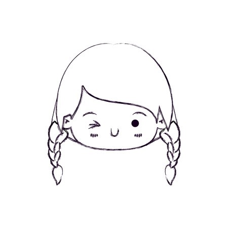 450x450 Blurred Thin Silhouette Of Head Little Girl With Braided Hair