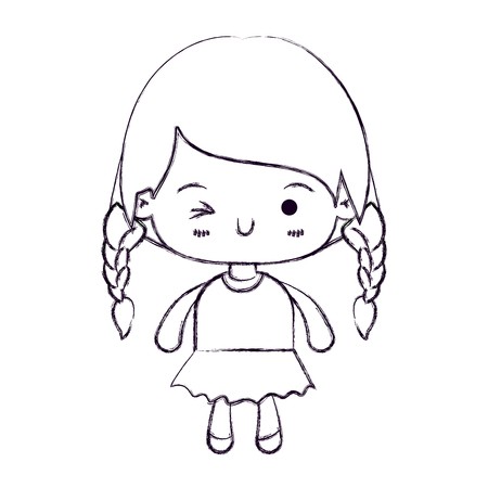450x450 Blurred Thin Silhouette Of Kawaii Little Girl With Braided Hair