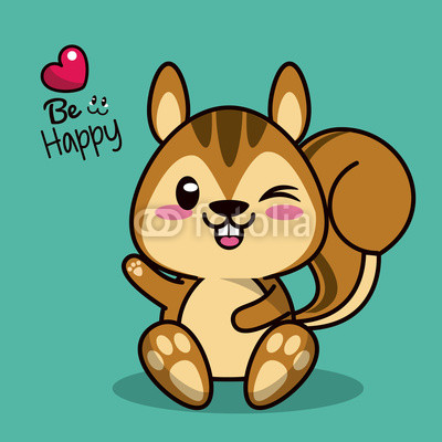 400x400 Color Background With Cute Kawaii Animal Chipmunk With Wink Eye