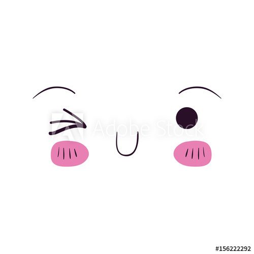 500x500 Colorful Facial Expression Kawaii Wink Eye Vector Illustration