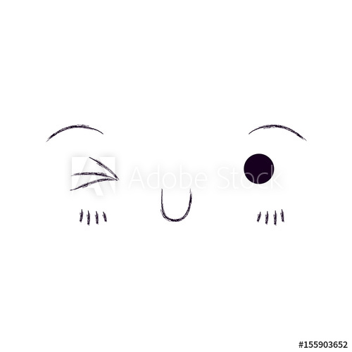 500x500 Monochrome Blurred Silhouette Of Facial Expression Kawaii Wink Eye