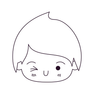 300x300 Monochrome Silhouette Of Kawaii Head Of Little Boy Winking Eye