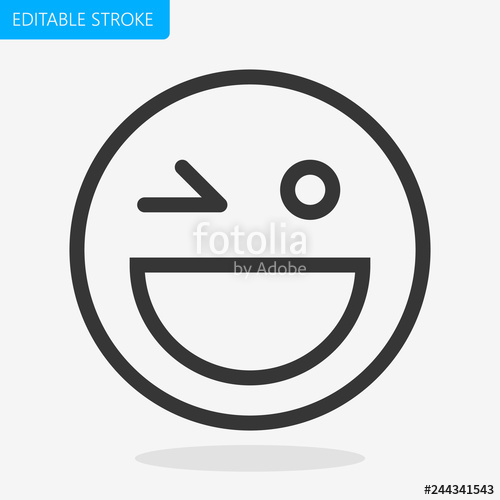 500x500 Emoji Icon Wink Vector Editable Stroke Pixel Perfect Stock Image
