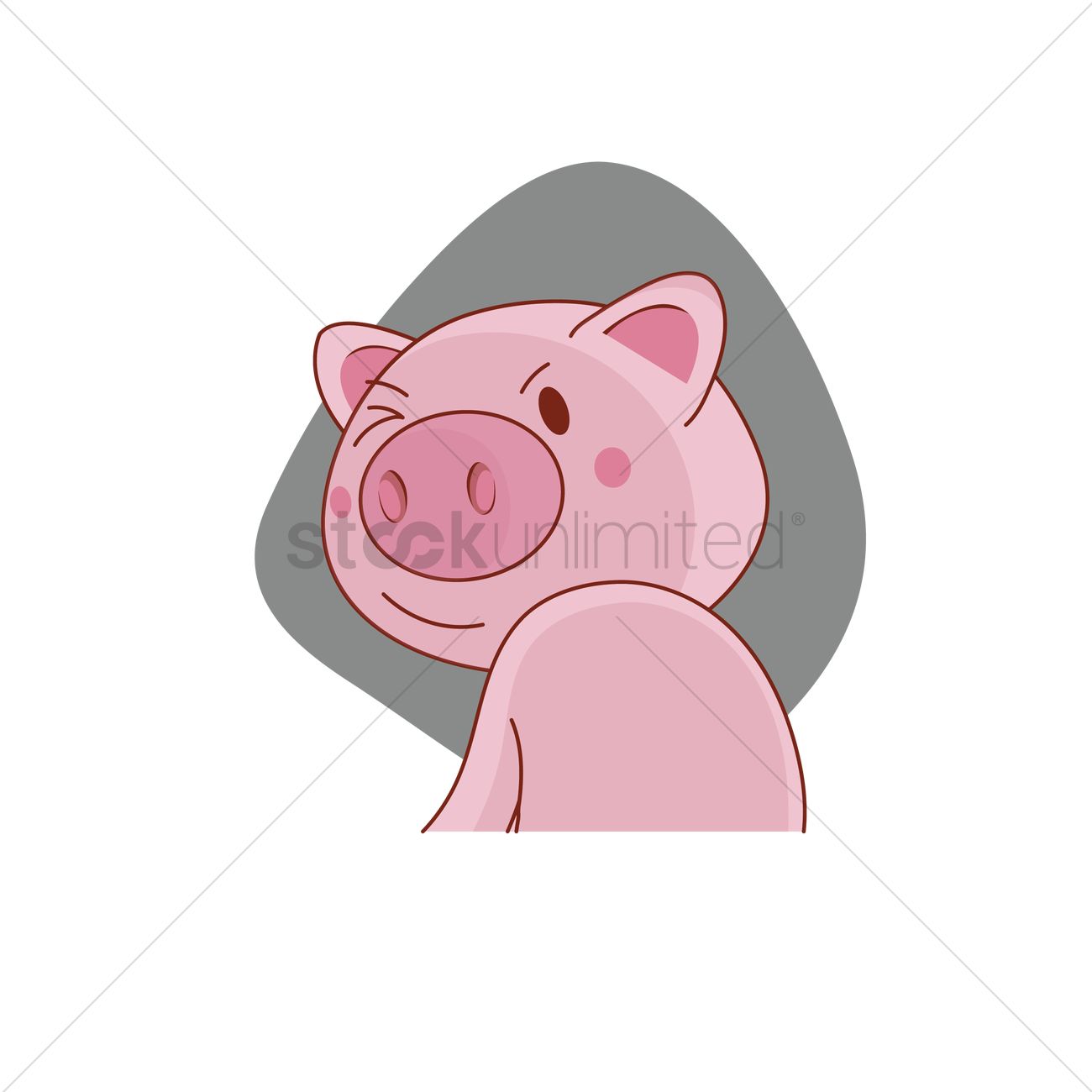 1300x1300 Pig Character Turning Back To Wink Vector Image