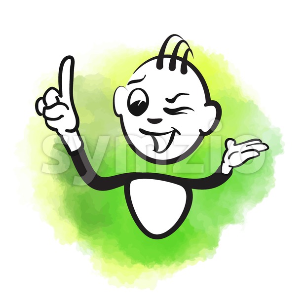 620x620 Vector Stick Man Of Happy Male Wink Vector Illustration