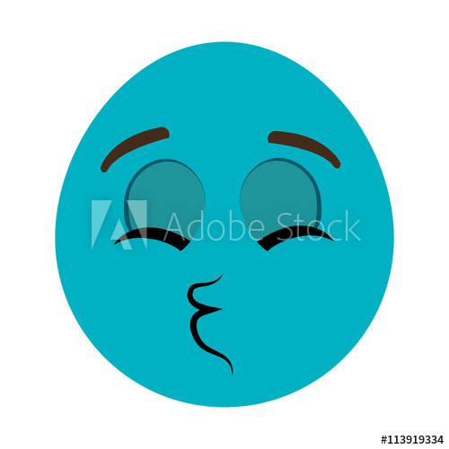 500x500 Blue Cartoon Face With Mouth Wink,vector Graphic