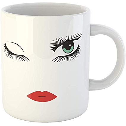 425x425 Funny Coffee Cup Coffee Mug Wink Vector Green Eyes