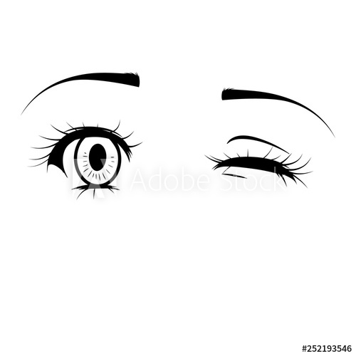 500x500 Anime Girl Eyes, Eyes On A White Background A Glance, A Wink