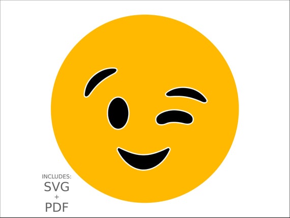 570x428 Cuttable Emoji Winking Blinking Emoticon Flirty Smiley Etsy