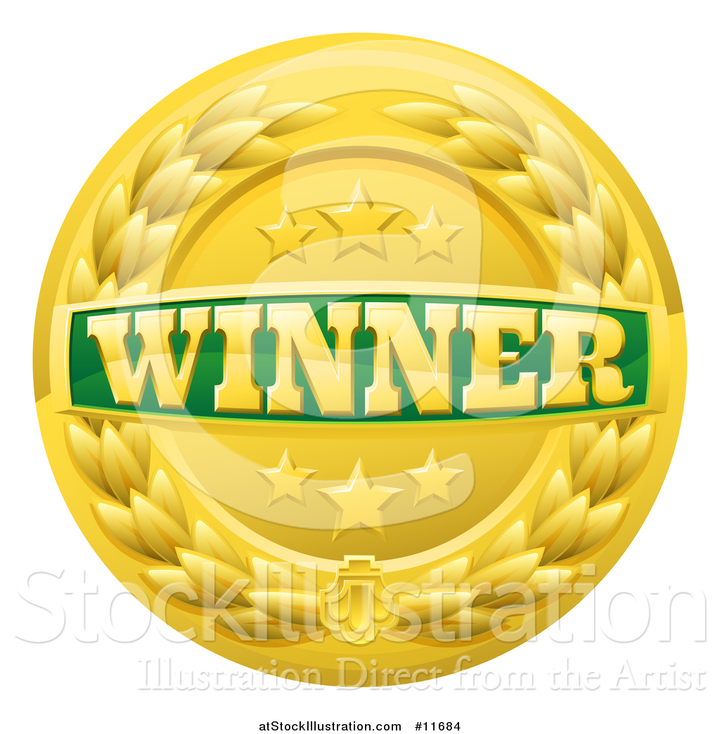 1024x1044 Vector Illustration Of A Green And Gold Winner Badge With Stars