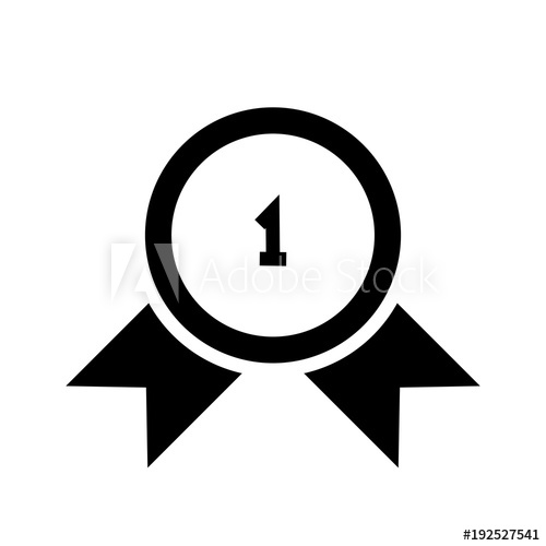 500x500 Winner Badge Vector Black Icon On White Background Isolated