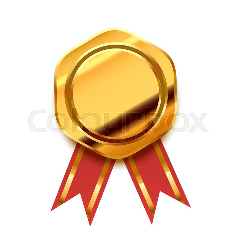 800x800 Bright Golden Award With Red Tape, Stock Vector Colourbox