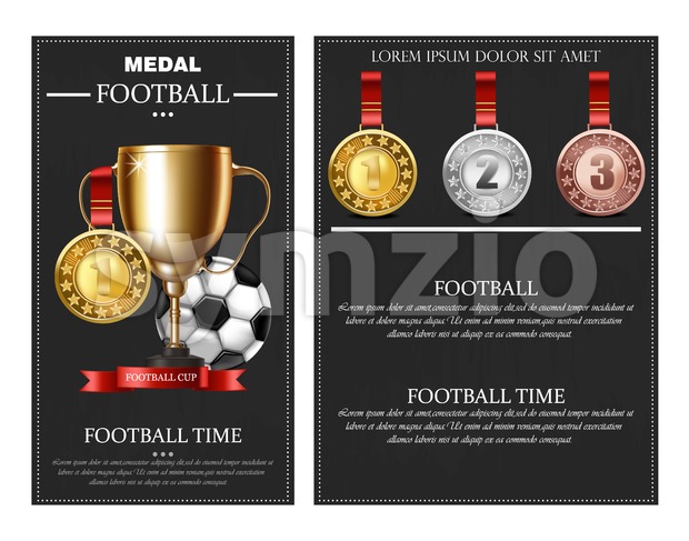 620x487 Football Prize And Medals Vector Realistic Illustration Vector