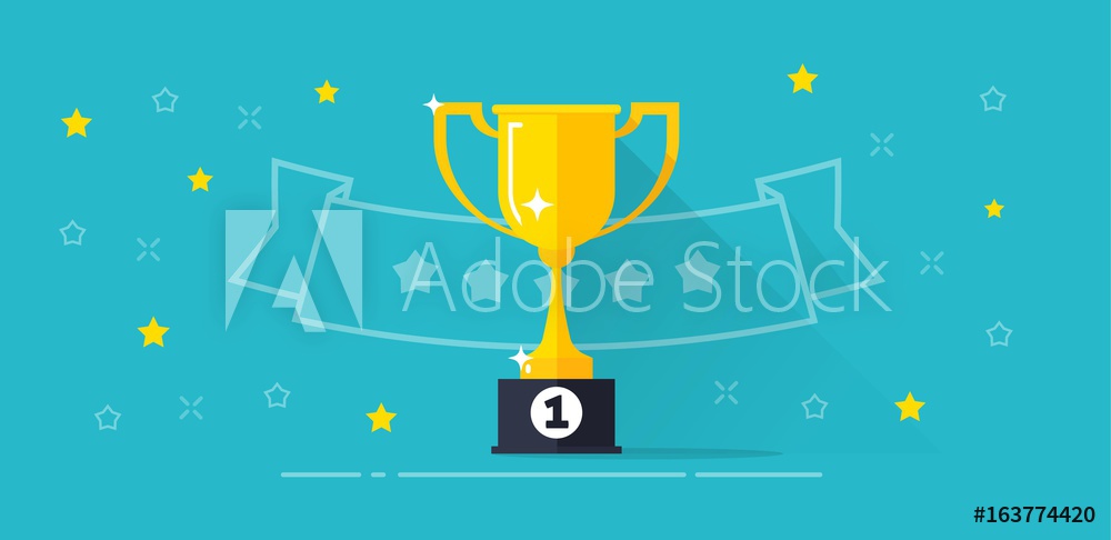1000x486 Fotografie, Obraz Winner Award Banner Vector Illustration, Flat