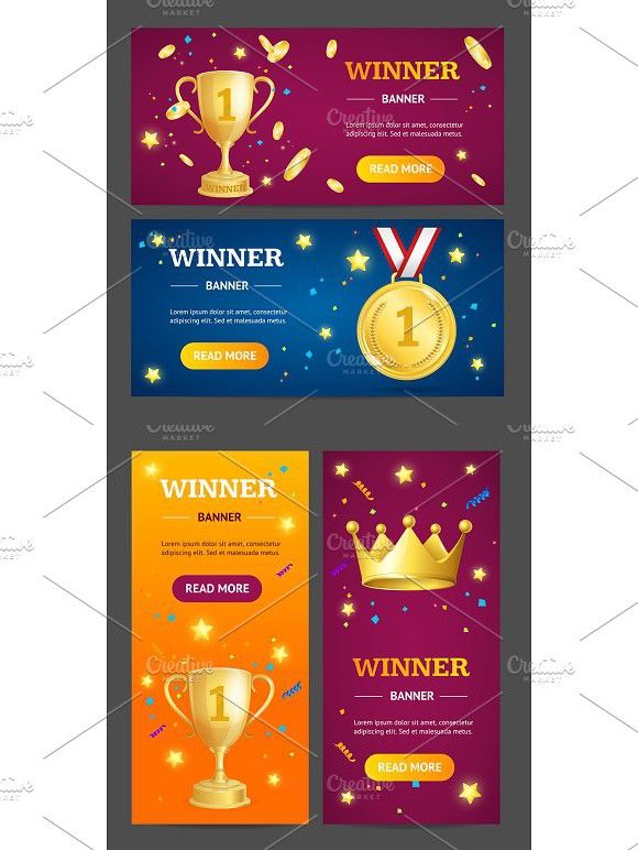 580x772 Winner Banner Set Vector Presentation Presentation Design