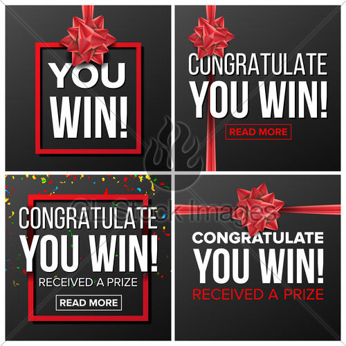 500x500 You Win Banner Set Vector Festive Sign Realistic Red Sa Gl