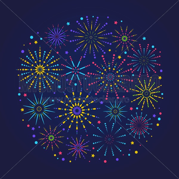 600x600 Fireworks Composition For Festival, Holiday Or Winner Poster