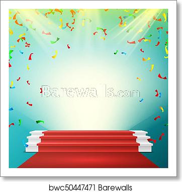 362x382 White Winner Podium Vector Red Carpet, Falling Confetti Explosion