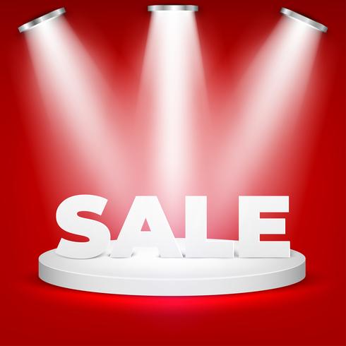 490x490 White Round Winner Podium On Red Background Stage With Studio