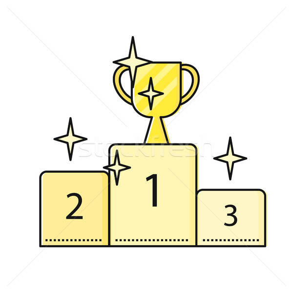 600x600 Cup Winner On Winners Podium Vector Illustration Robuart