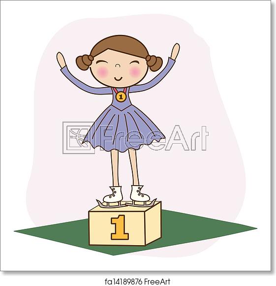 561x581 Free Art Print Of Figure Skater On The Winner Podium Vector