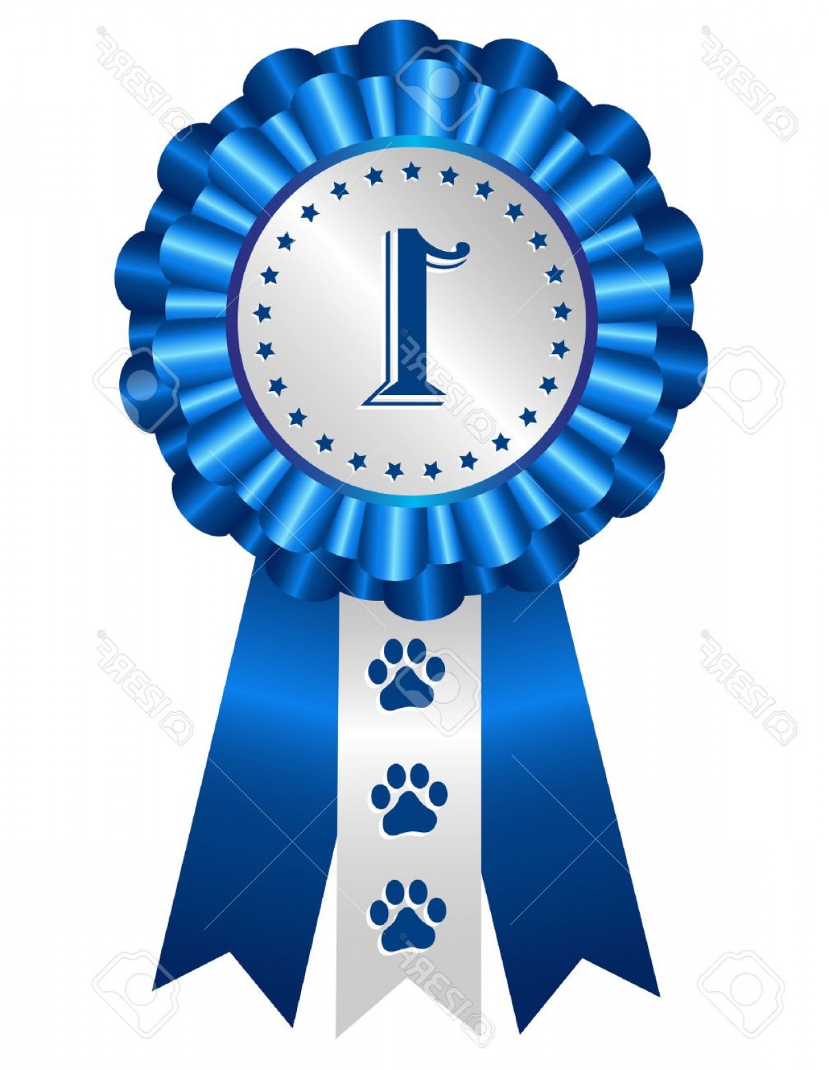 1209x1560 Photostock Vector Dog Competition Winner Silver Blue Award Ribbon