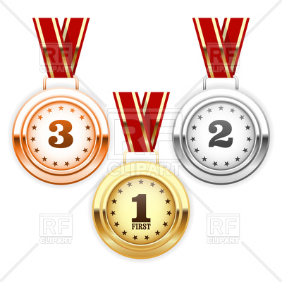 400x400 Winner Silver, Bronze And Gold Medals On Ribbon Vector Image