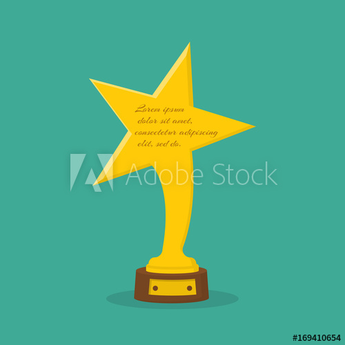 500x500 Stars Awards Golden Trophy Winner Vector Illustration Flat