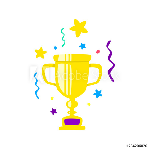 500x500 The First Place Trophy Award To The Winner Vector Cartoon