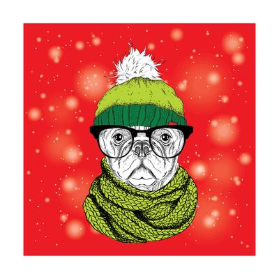400x400 The Christmas Poster With The Image Dog Portrait In Winter Hat